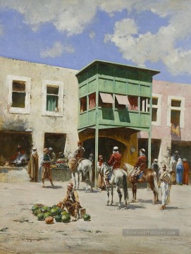 Le marché turc Victor Huguet Orientalist Peinture à l'huile